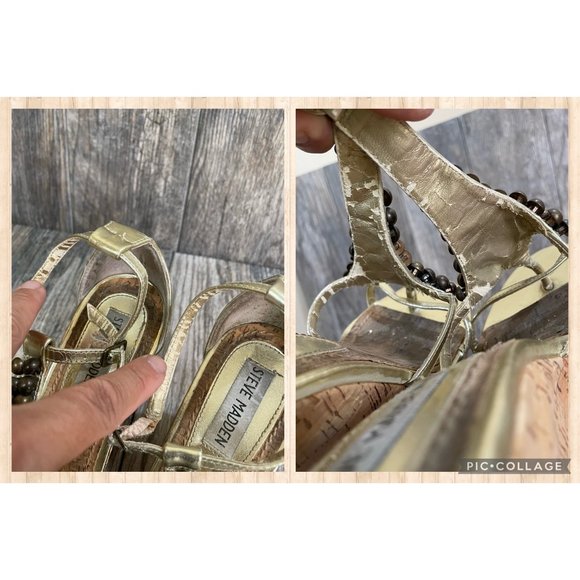 STEVE MADDEN Womens Cork Platform Wedge Sandals size 8.5 - Picture 12 of 12